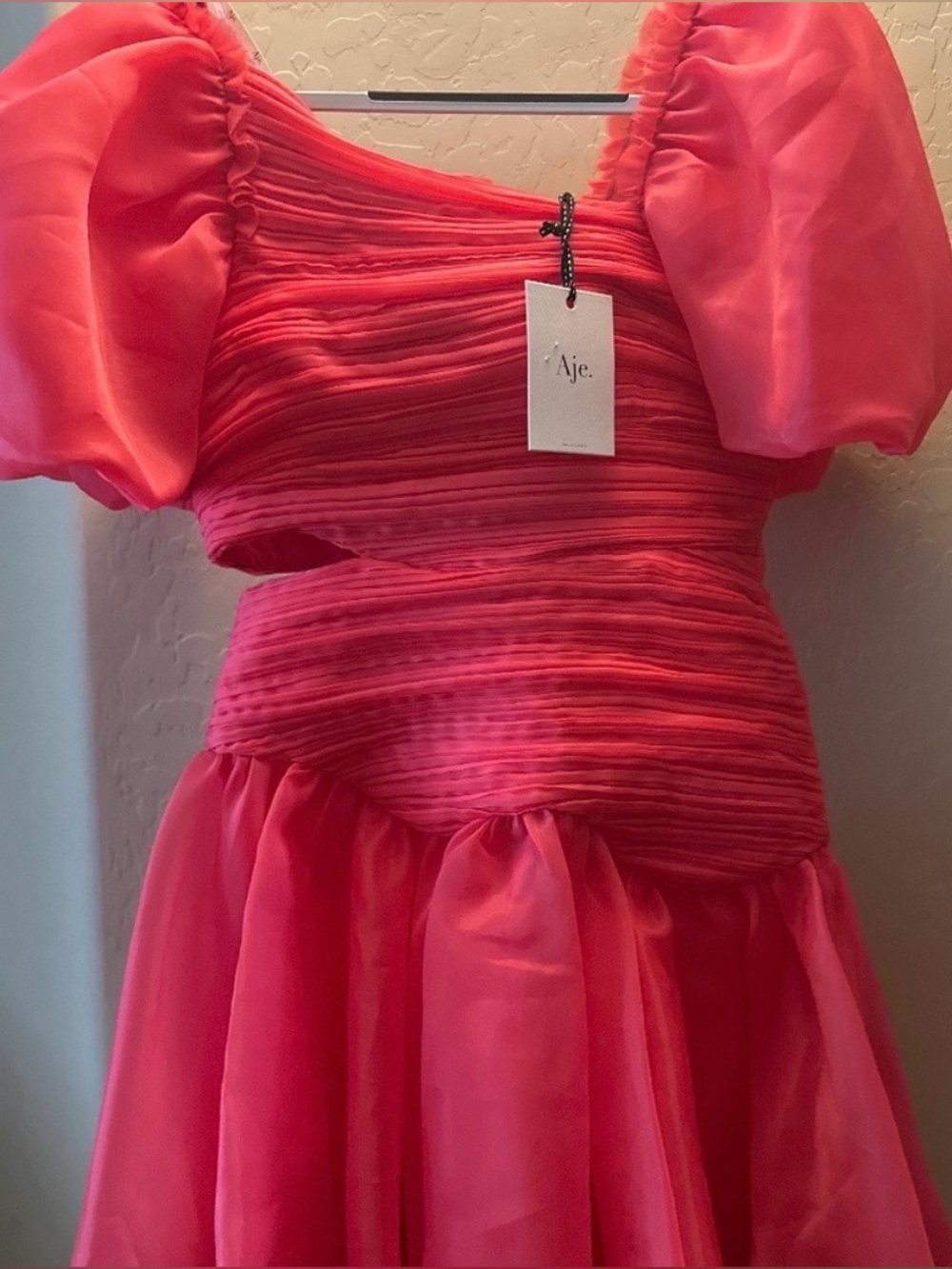 Aje Girls' Bright Pink Puff-Sleeve Party Dress